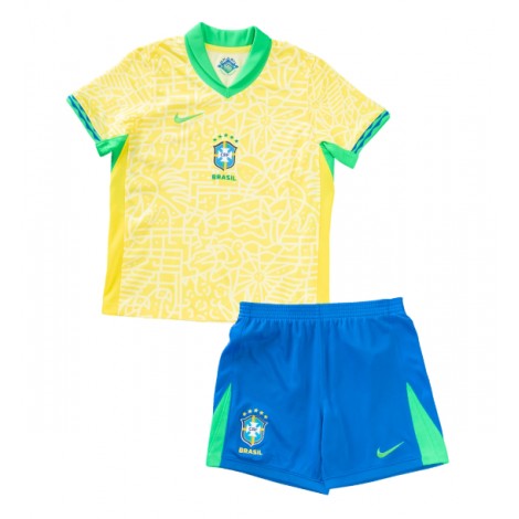 Brazilië Thuis tenue Kids Copa America 2024 Korte Mouw (+ Korte broeken)