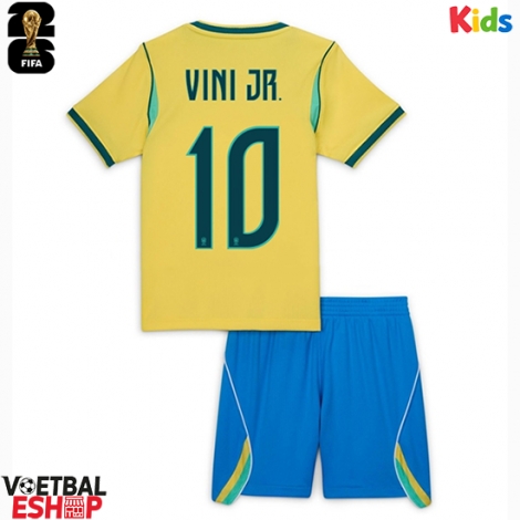 Brazilië Vinicius Junior #10 Thuis tenue Kids WK 2026 Korte Mouw (+ Korte broeken)