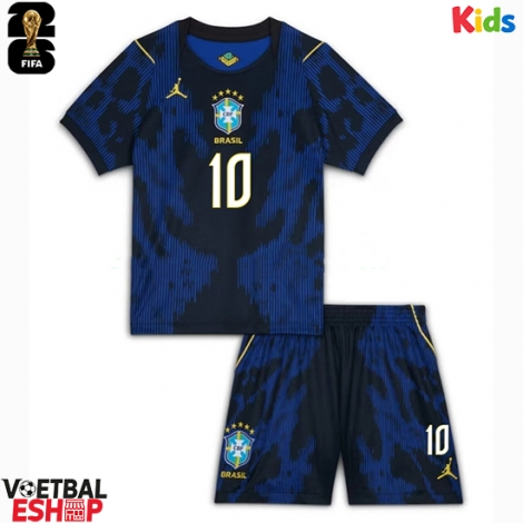 Brazilië Vinicius Junior #10 Uit tenue Kids WK 2026 Korte Mouw (+ Korte broeken)