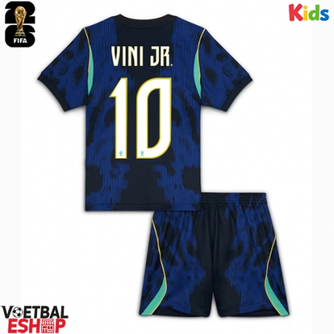 Brazilië Vinicius Junior #10 Uit tenue Kids WK 2026 Korte Mouw (+ Korte broeken)