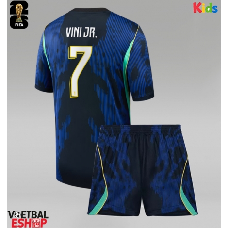 Brazilië Vinicius Junior #7 Uit tenue Kids WK 2026 Korte Mouw (+ Korte broeken)