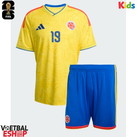 Colombia Jhon Lucumi #3 Thuis tenue Kids WK 2026 Korte Mouw (+ Korte broeken)