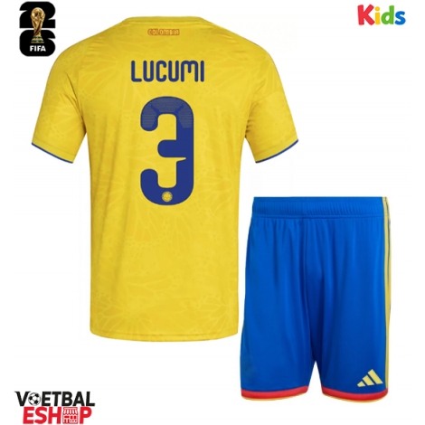 Colombia Jhon Lucumi #3 Thuis tenue Kids WK 2026 Korte Mouw (+ Korte broeken)