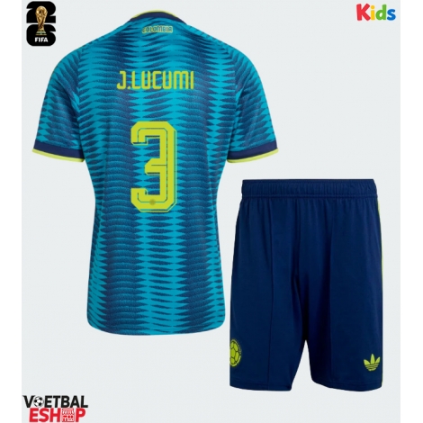 Colombia Jhon Lucumi #3 Uit tenue Kids WK 2026 Korte Mouw (+ Korte broeken)