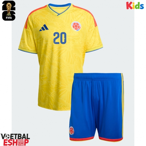 Colombia Juan Fernando Quintero #20 Thuis tenue Kids WK 2026 Korte Mouw (+ Korte broeken)