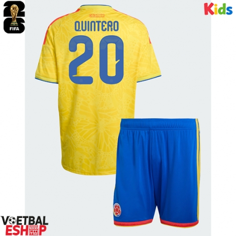 Colombia Juan Fernando Quintero #20 Thuis tenue Kids WK 2026 Korte Mouw (+ Korte broeken)