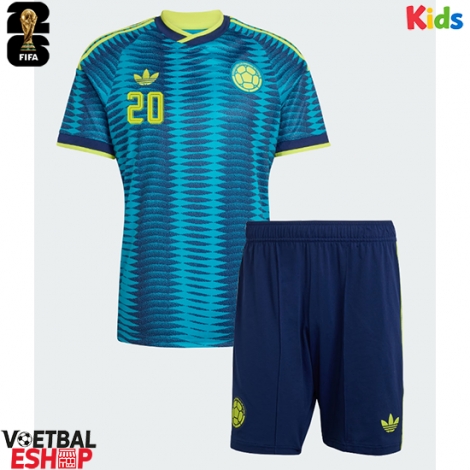 Colombia Juan Fernando Quintero #20 Uit tenue Kids WK 2026 Korte Mouw (+ Korte broeken)