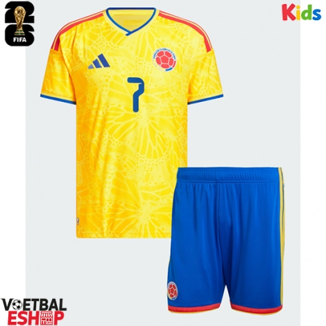 Colombia Luis Diaz #7 Thuis tenue Kids WK 2026 Korte Mouw (+ Korte broeken)