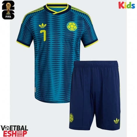 Colombia Luis Diaz #7 Uit tenue Kids WK 2026 Korte Mouw (+ Korte broeken)