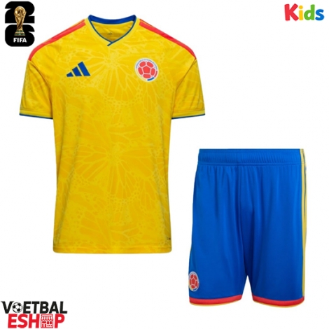 Colombia Thuis tenue Kids WK 2026 Korte Mouw (+ Korte broeken)
