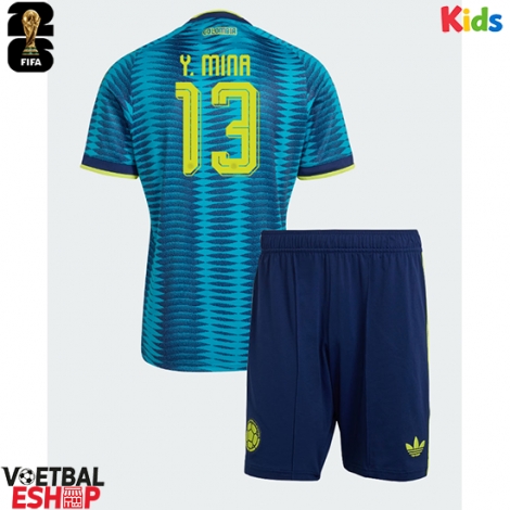 Colombia Yerry Mina #13 Uit tenue Kids WK 2026 Korte Mouw (+ Korte broeken)