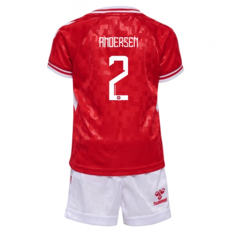 Denemarken Joachim Andersen #2 Thuis tenue Kids EK 2024 Korte Mouw (+ Korte broeken)