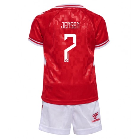 Denemarken Mathias Jensen #7 Thuis tenue Kids EK 2024 Korte Mouw (+ Korte broeken)