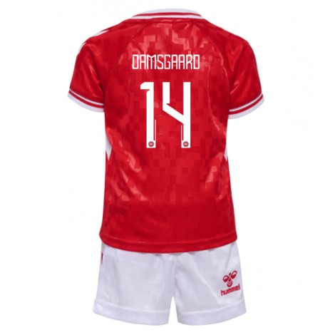 Denemarken Mikkel Damsgaard #14 Thuis tenue Kids EK 2024 Korte Mouw (+ Korte broeken)