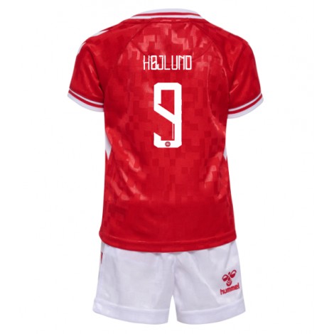 Denemarken Rasmus Hojlund #9 Thuis tenue Kids EK 2024 Korte Mouw (+ Korte broeken)