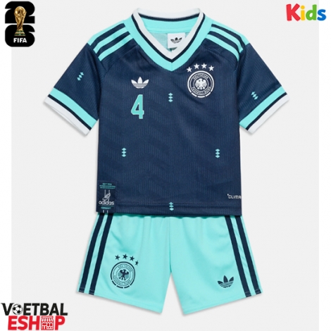 Duitsland Jonathan Tah #4 Uit tenue Kids WK 2026 Korte Mouw (+ Korte broeken)