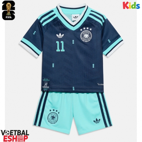 Duitsland Nick Woltemade #11 Uit tenue Kids WK 2026 Korte Mouw (+ Korte broeken)