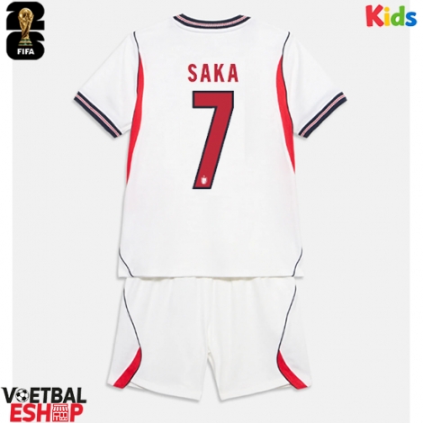Engeland Bukayo Saka #7 Thuis tenue Kids WK 2026 Korte Mouw (+ Korte broeken)