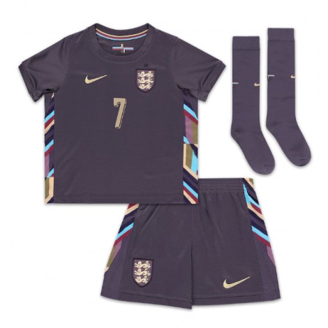 Engeland Bukayo Saka #7 Uit tenue Kids EK 2024 Korte Mouw (+ Korte broeken)