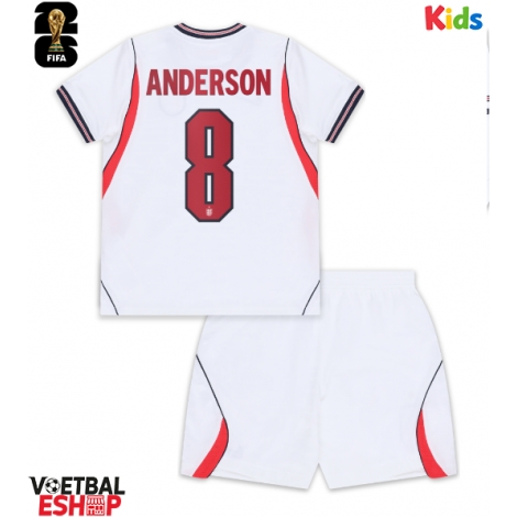 Engeland Elliot Anderson #8 Thuis tenue Kids WK 2026 Korte Mouw (+ Korte broeken)