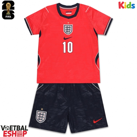 Engeland Jude Bellingham #10 Uit tenue Kids WK 2026 Korte Mouw (+ Korte broeken)