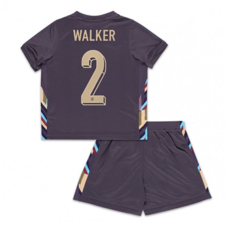 Engeland Kyle Walker #2 Uit tenue Kids EK 2024 Korte Mouw (+ Korte broeken)