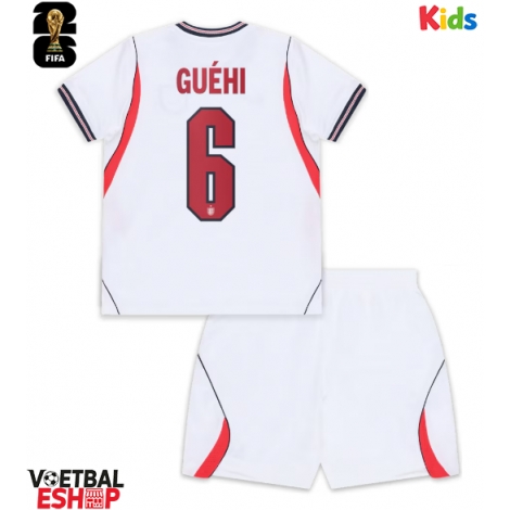 Engeland Marc Guehi #6 Thuis tenue Kids WK 2026 Korte Mouw (+ Korte broeken)