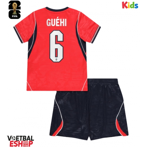Engeland Marc Guehi #6 Uit tenue Kids WK 2026 Korte Mouw (+ Korte broeken)