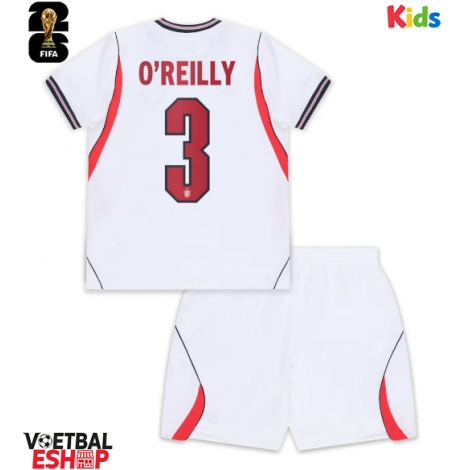 Engeland Nico O'Reilly #3 Thuis tenue Kids WK 2026 Korte Mouw (+ Korte broeken)