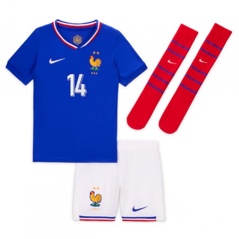 Frankrijk Adrien Rabiot #14 Thuis tenue Kids EK 2024 Korte Mouw (+ Korte broeken)