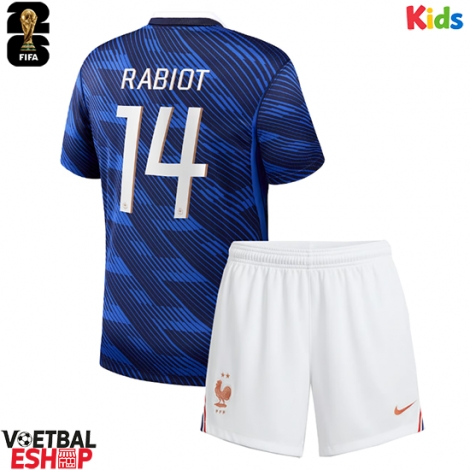 Frankrijk Adrien Rabiot #14 Thuis tenue Kids WK 2026 Korte Mouw (+ Korte broeken)