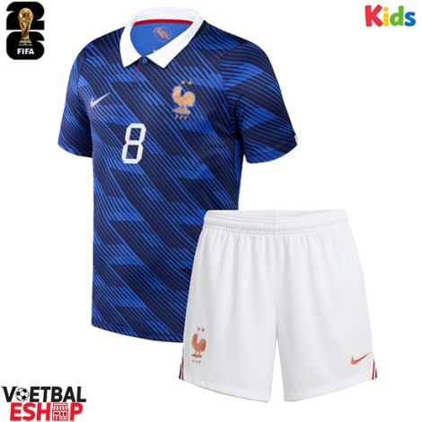 Frankrijk Aurelien Tchouameni #8 Thuis tenue Kids WK 2026 Korte Mouw (+ Korte broeken)