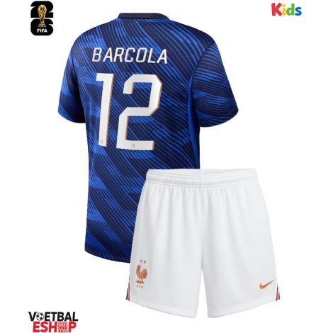 Frankrijk Bradley Barcola #12 Thuis tenue Kids WK 2026 Korte Mouw (+ Korte broeken)