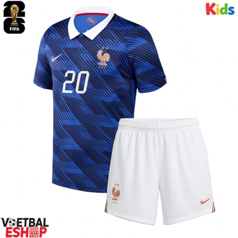 Frankrijk Desire Doue #20 Thuis tenue Kids WK 2026 Korte Mouw (+ Korte broeken)
