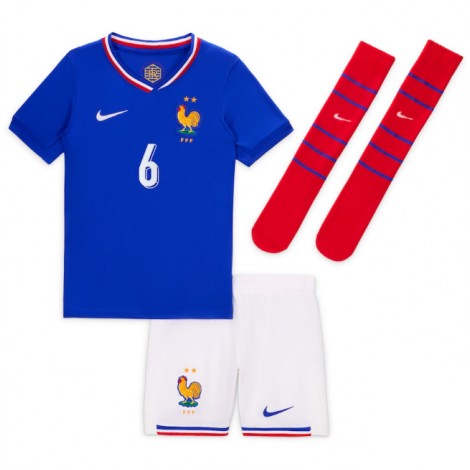 Frankrijk Eduardo Camavinga #6 Thuis tenue Kids EK 2024 Korte Mouw (+ Korte broeken)