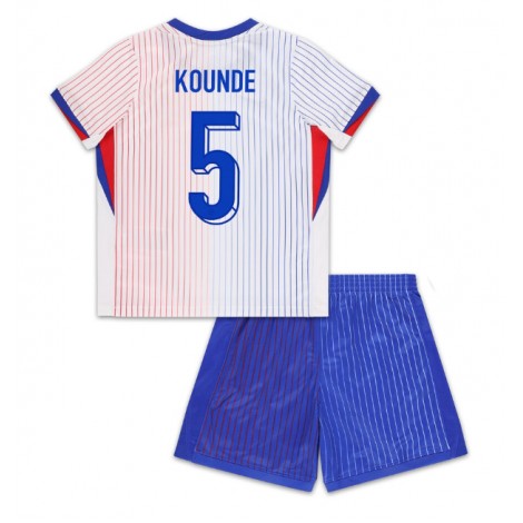 Frankrijk Jules Kounde #5 Uit tenue Kids EK 2024 Korte Mouw (+ Korte broeken)