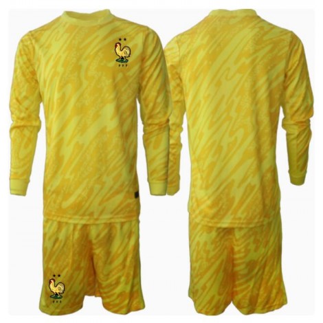 Frankrijk Keeper Thuis tenue Kids EK 2024 Lange Mouw (+ Korte broeken)