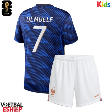 Frankrijk Ousmane Dembele #7 Thuis tenue Kids WK 2026 Korte Mouw (+ Korte broeken)