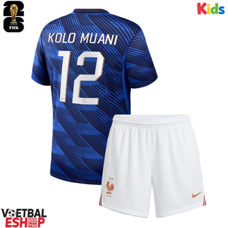 Frankrijk Randal Kolo Muani #12 Thuis tenue Kids WK 2026 Korte Mouw (+ Korte broeken)