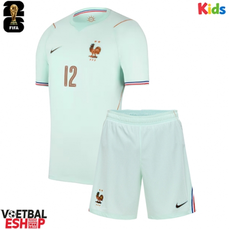 Frankrijk Randal Kolo Muani #12 Uit tenue Kids WK 2026 Korte Mouw (+ Korte broeken)