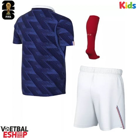 Frankrijk Thuis tenue Kids WK 2026 Korte Mouw (+ Korte broeken)