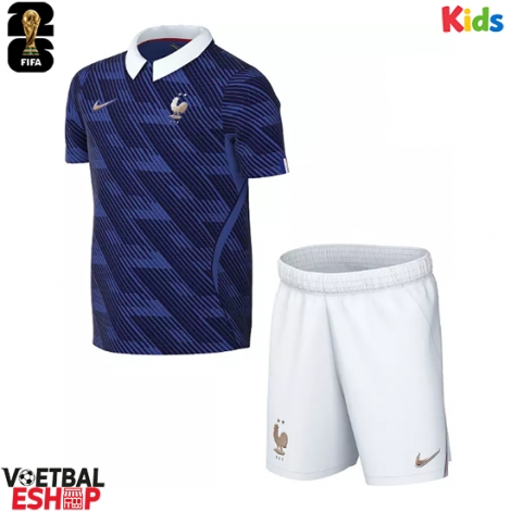 Frankrijk Thuis tenue Kids WK 2026 Korte Mouw (+ Korte broeken)
