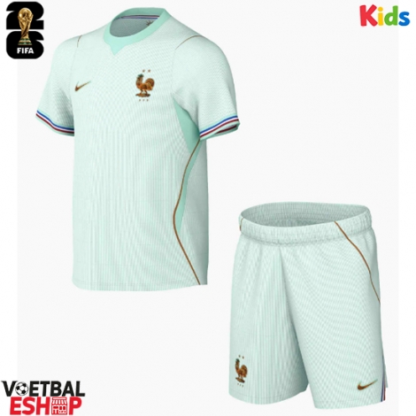 Frankrijk Uit tenue Kids WK 2026 Korte Mouw (+ Korte broeken)
