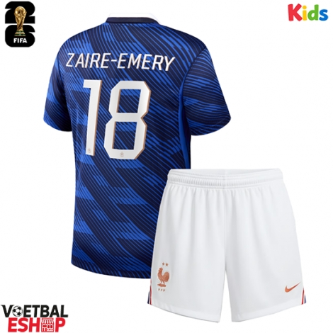 Frankrijk Warren Zaire-Emery #18 Thuis tenue Kids WK 2026 Korte Mouw (+ Korte broeken)