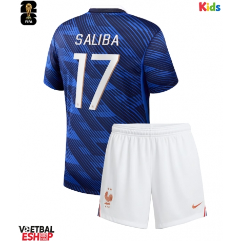 Frankrijk William Saliba #17 Thuis tenue Kids WK 2026 Korte Mouw (+ Korte broeken)