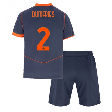 Inter Milan Denzel Dumfries #2 Derde tenue Kids 2025-26 Korte Mouw (+ Korte broeken)