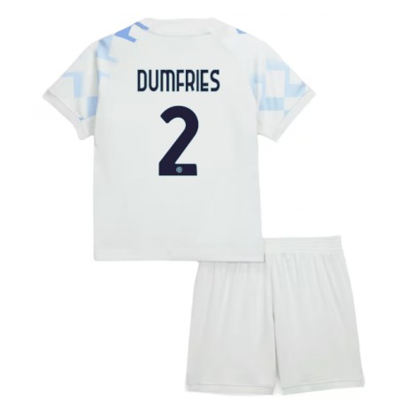 Inter Milan Denzel Dumfries #2 Uit tenue Kids 2025-26 Korte Mouw (+ Korte broeken)