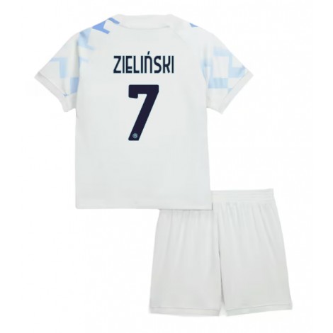 Inter Milan Piotr Zielinski #7 Uit tenue Kids 2025-26 Korte Mouw (+ Korte broeken)