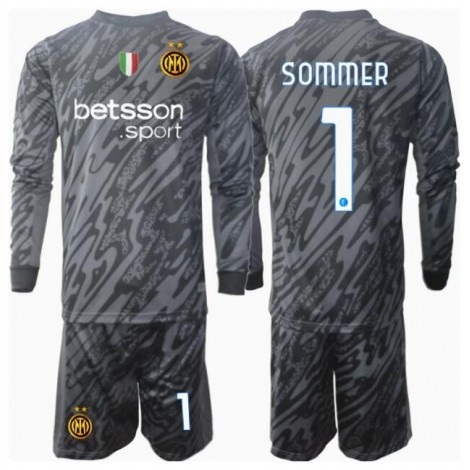 Inter Milan Yann Sommer #1 Keeper Derde tenue Kids 2024-25 Lange Mouw (+ Korte broeken)