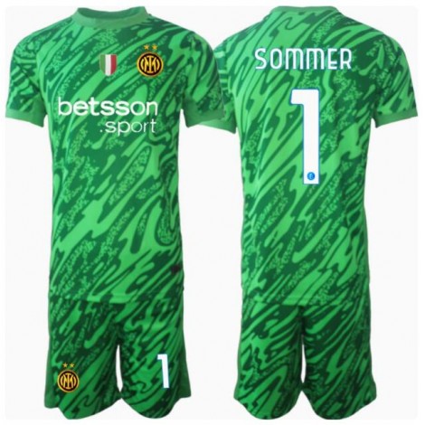 Inter Milan Yann Sommer #1 Keeper Thuis tenue Kids 2024-25 Korte Mouw (+ Korte broeken)
